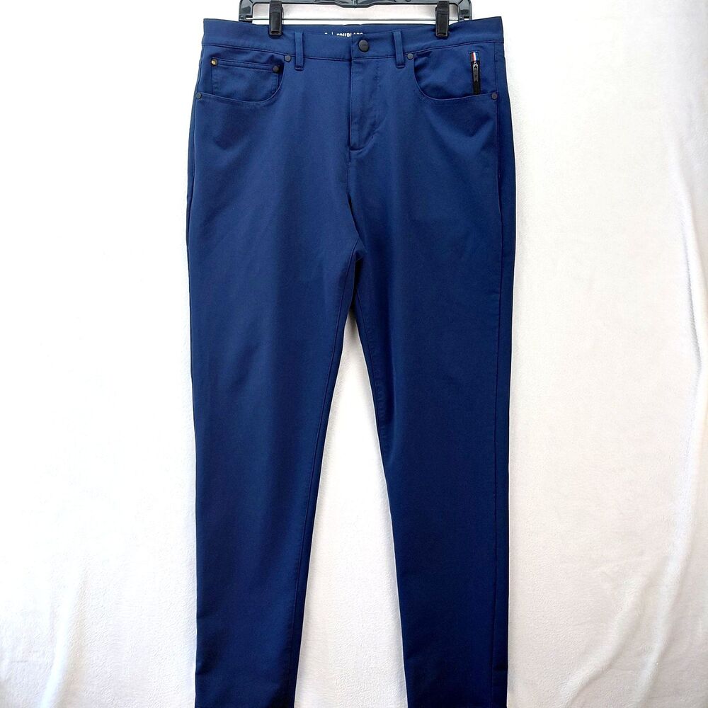 FourLaps Pants Mens 34X32 Blue Traverse Athletic Fit 4-Way Stretch Golf Chinos - Picture 2 of 12